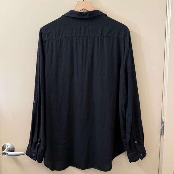 Babaton Aritzia Utility Linen Shirt size XL in black summer cruise relaxed fit - Picture 9 of 14